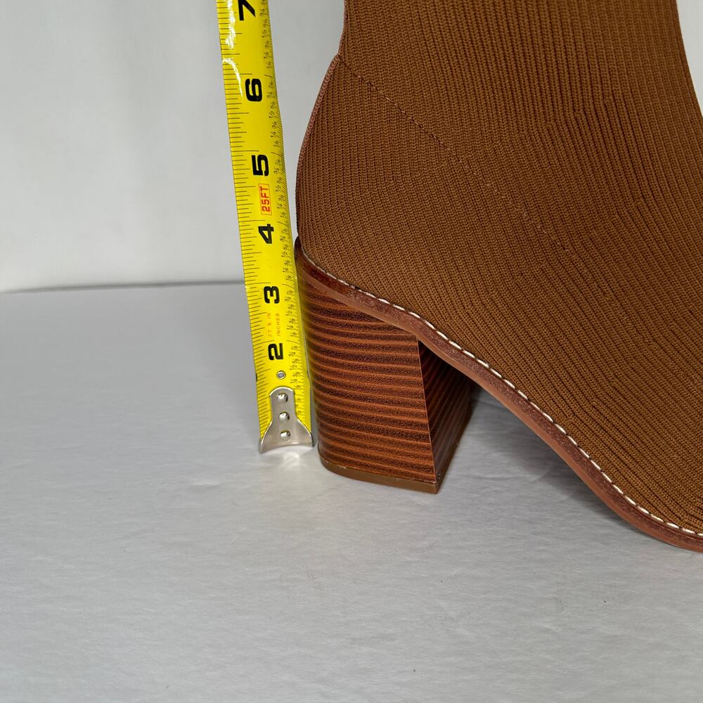 Steven Nixie Sock Bootie In Cognac Brown Size 9 - image 2